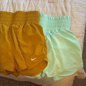 Nike Women's Shorts Duo - Mustard and Light Aqua